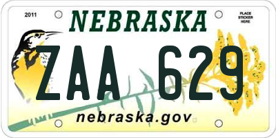 NE license plate ZAA629