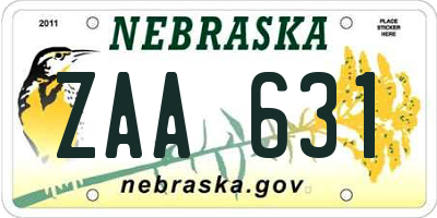 NE license plate ZAA631
