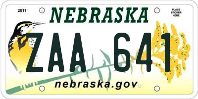 NE license plate ZAA641