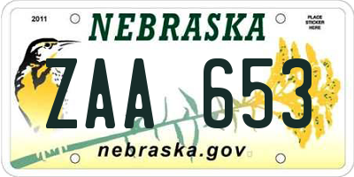 NE license plate ZAA653