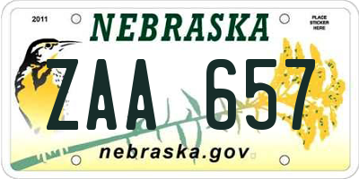 NE license plate ZAA657