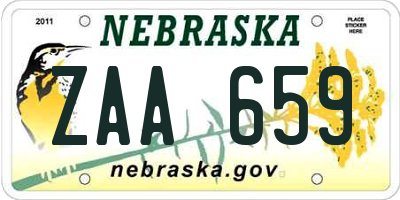 NE license plate ZAA659