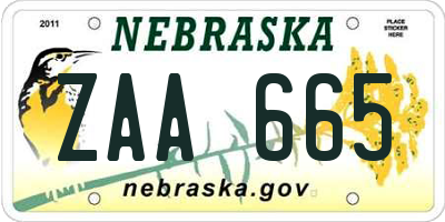 NE license plate ZAA665