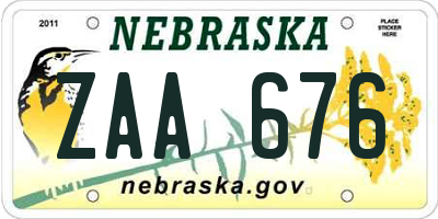 NE license plate ZAA676