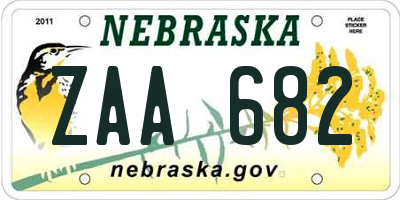 NE license plate ZAA682