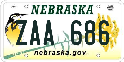 NE license plate ZAA686