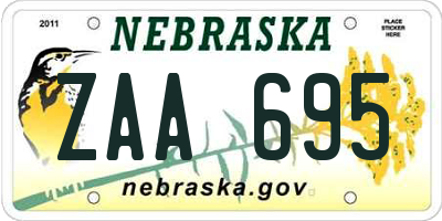NE license plate ZAA695