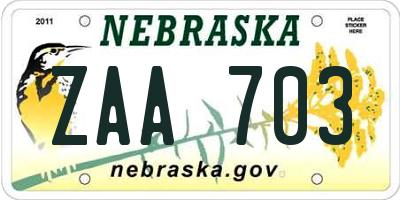 NE license plate ZAA703