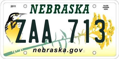 NE license plate ZAA713