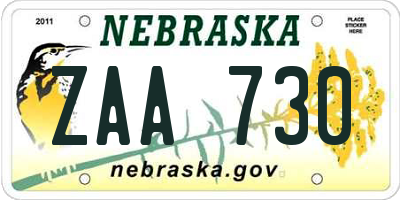 NE license plate ZAA730