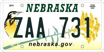 NE license plate ZAA731