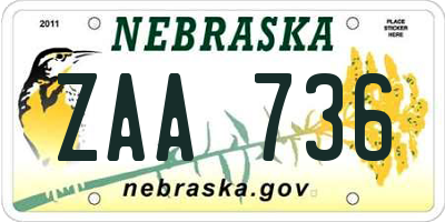 NE license plate ZAA736