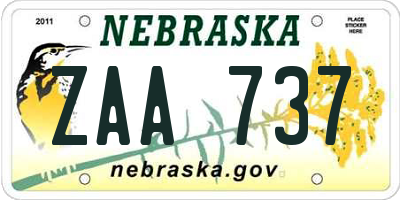 NE license plate ZAA737