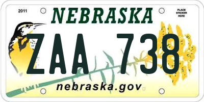 NE license plate ZAA738