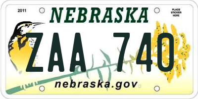 NE license plate ZAA740