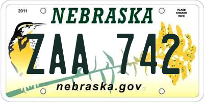 NE license plate ZAA742