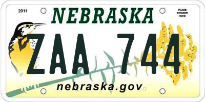 NE license plate ZAA744