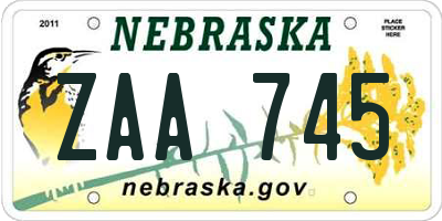 NE license plate ZAA745