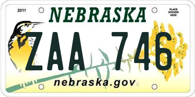 NE license plate ZAA746