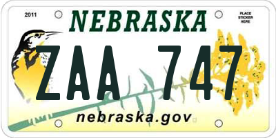 NE license plate ZAA747