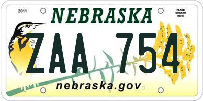 NE license plate ZAA754