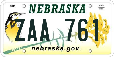 NE license plate ZAA761