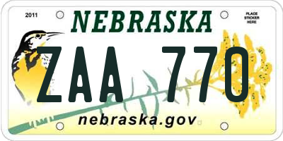 NE license plate ZAA770