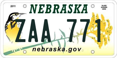 NE license plate ZAA771