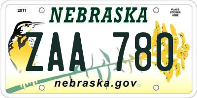 NE license plate ZAA780