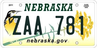 NE license plate ZAA781