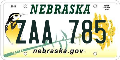 NE license plate ZAA785