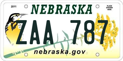 NE license plate ZAA787