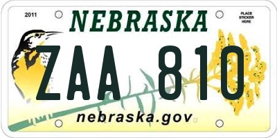 NE license plate ZAA810