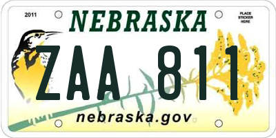 NE license plate ZAA811