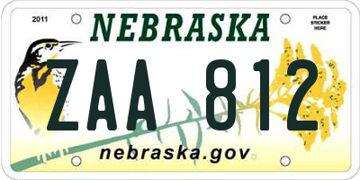 NE license plate ZAA812
