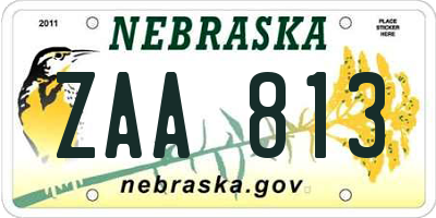 NE license plate ZAA813