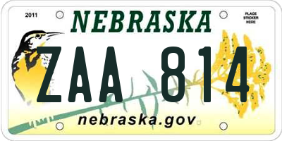NE license plate ZAA814
