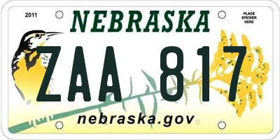 NE license plate ZAA817