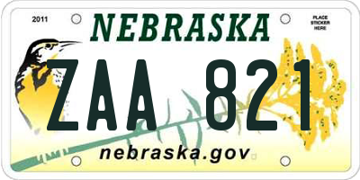 NE license plate ZAA821