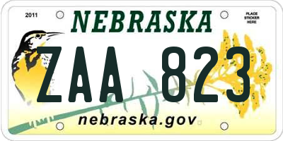 NE license plate ZAA823