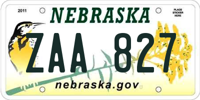 NE license plate ZAA827
