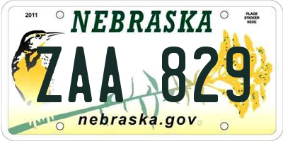 NE license plate ZAA829
