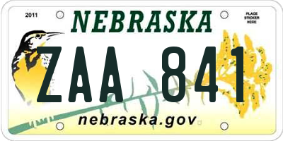 NE license plate ZAA841
