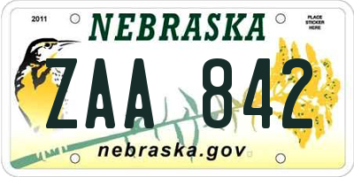 NE license plate ZAA842