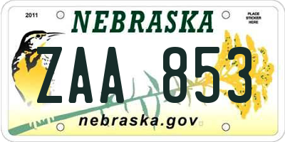 NE license plate ZAA853