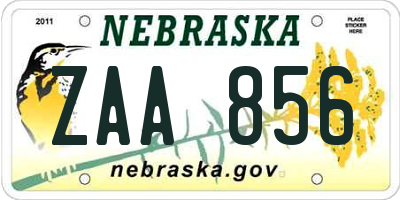 NE license plate ZAA856