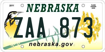 NE license plate ZAA873