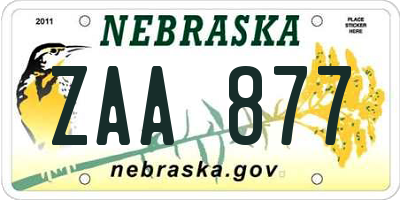NE license plate ZAA877