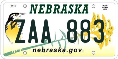 NE license plate ZAA883