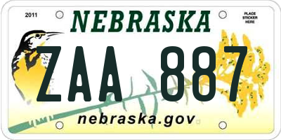 NE license plate ZAA887